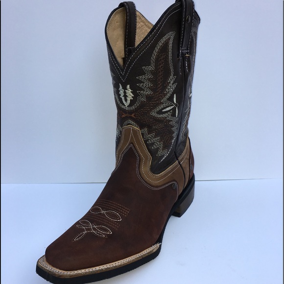 Carreta Other - MEN'S WESTERN RODEO COWBOY BOOTS GENUINE LEATHER SQURE TOE BOTAS DE PIEL CAFÉ